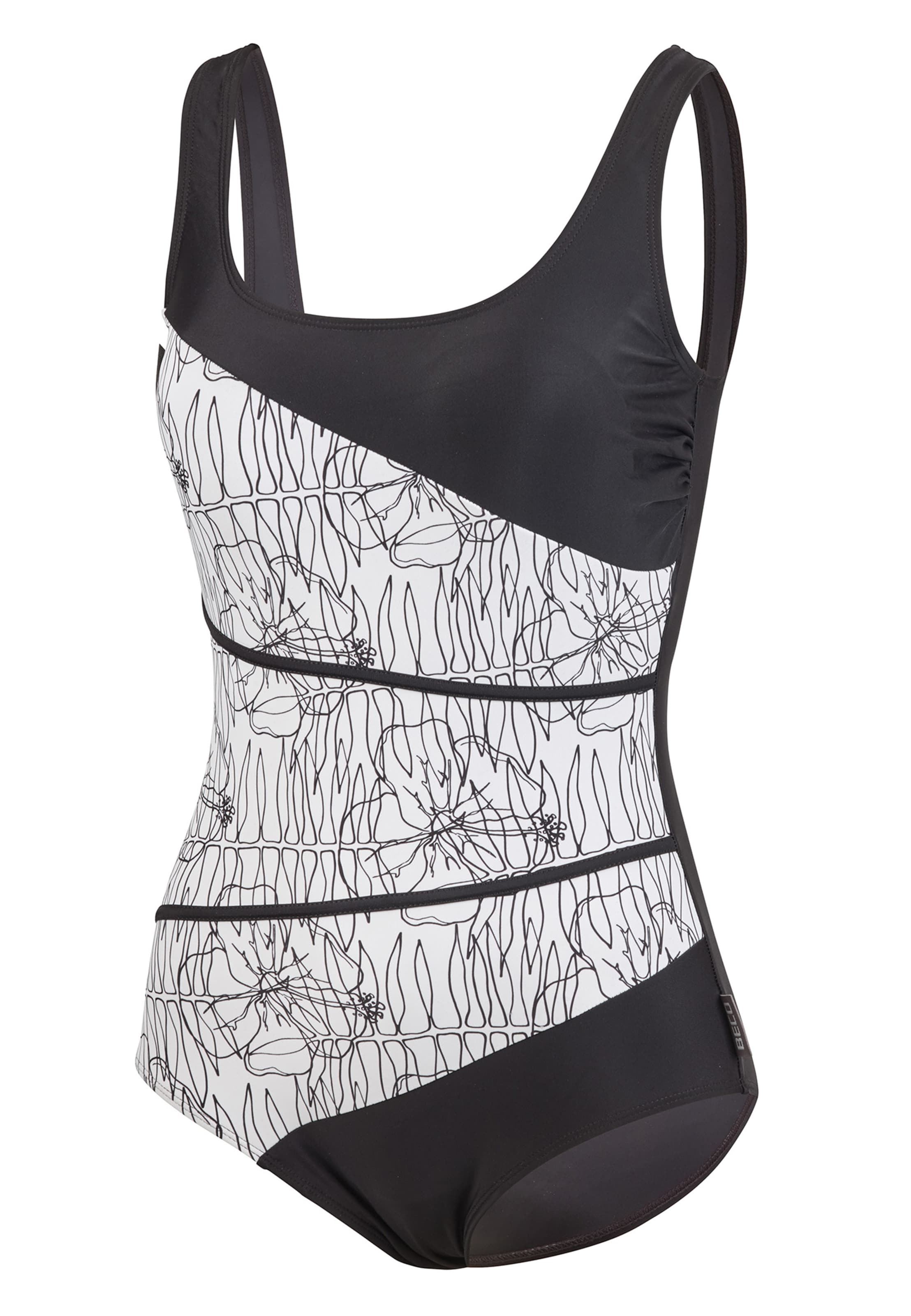 BECO the world of aquasports Badeanzug 'Flower Lines' in Schwarz