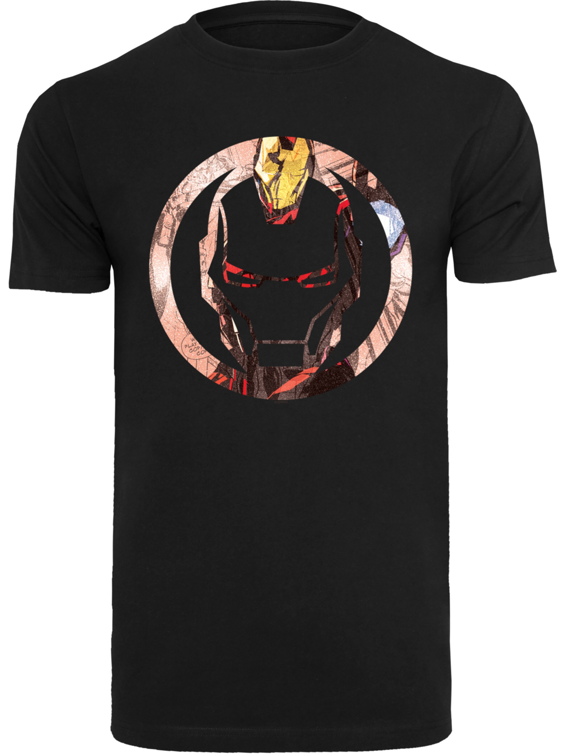 T-Shirt 'Marvel Iron Man Montage Symbol' F4NT4STIC en noir : devant