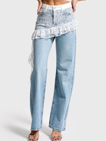 Regular Jean 'LACE STRAIGHT HIGH RISE JEANS' IT'S BASIC en bleu