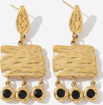 Boucles d'oreilles 'Mosaico nero' ETNÉE en or : devant