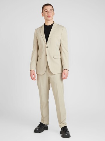 Coupe slim Costume 'LIAM' SELECTED HOMME en beige : devant