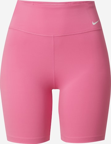 NIKE Skinny Workout Pants 'One' in Pink: front