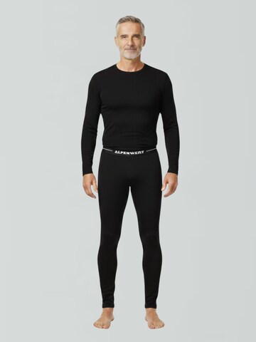 Alpenwert Long Johns 'Lange Unterhose Herren 100% Merino' in Black