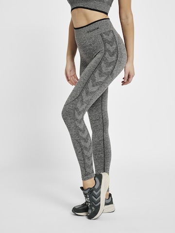 Hummel Skinny Workout Pants in Grey: front