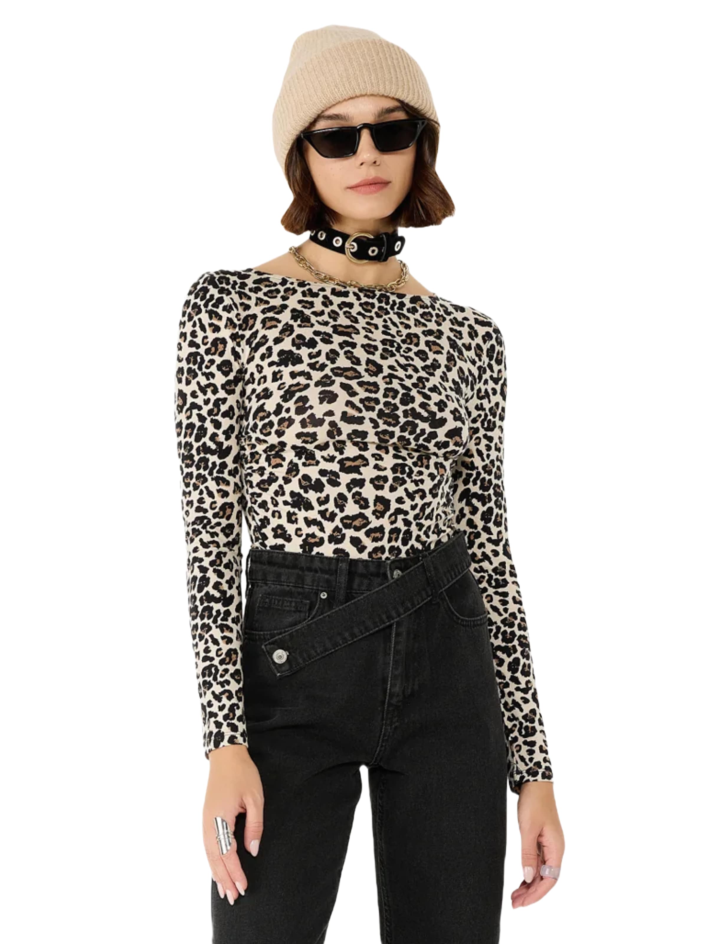 No Matter What Shirt Bodysuit in Beige: front