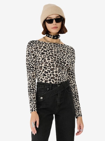 No Matter What Shirt Bodysuit in Beige: front