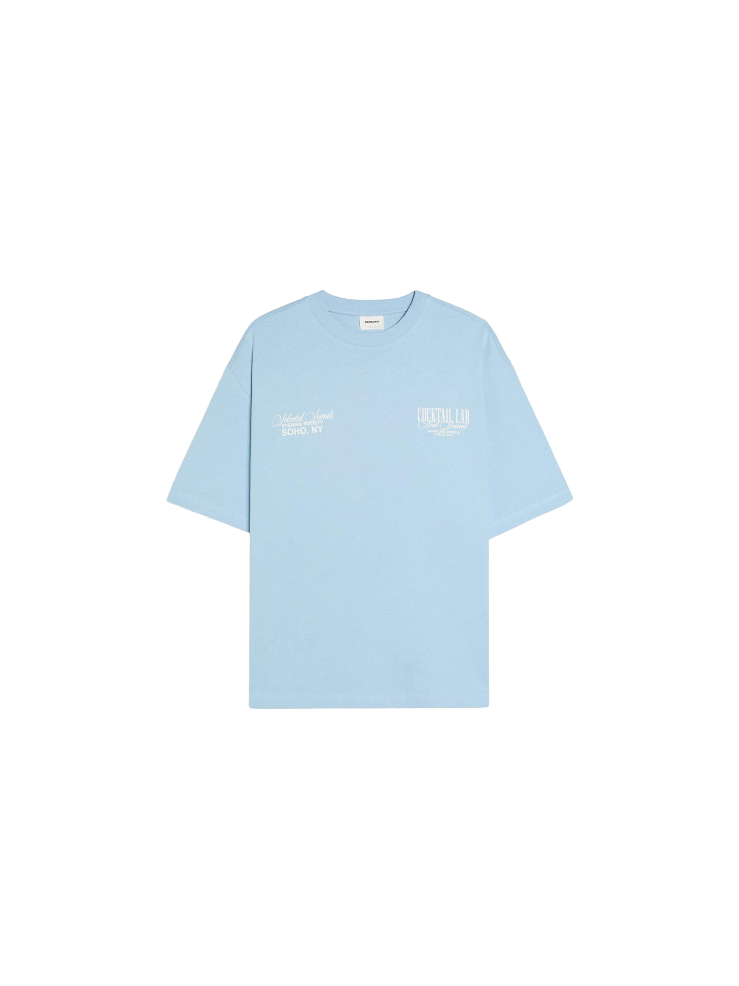 Tricou de la Bershka pe albastru: față