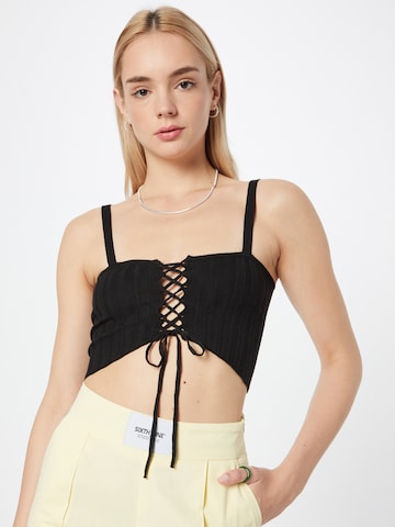 BDG Urban Outfitters Knitted Top in Black: front