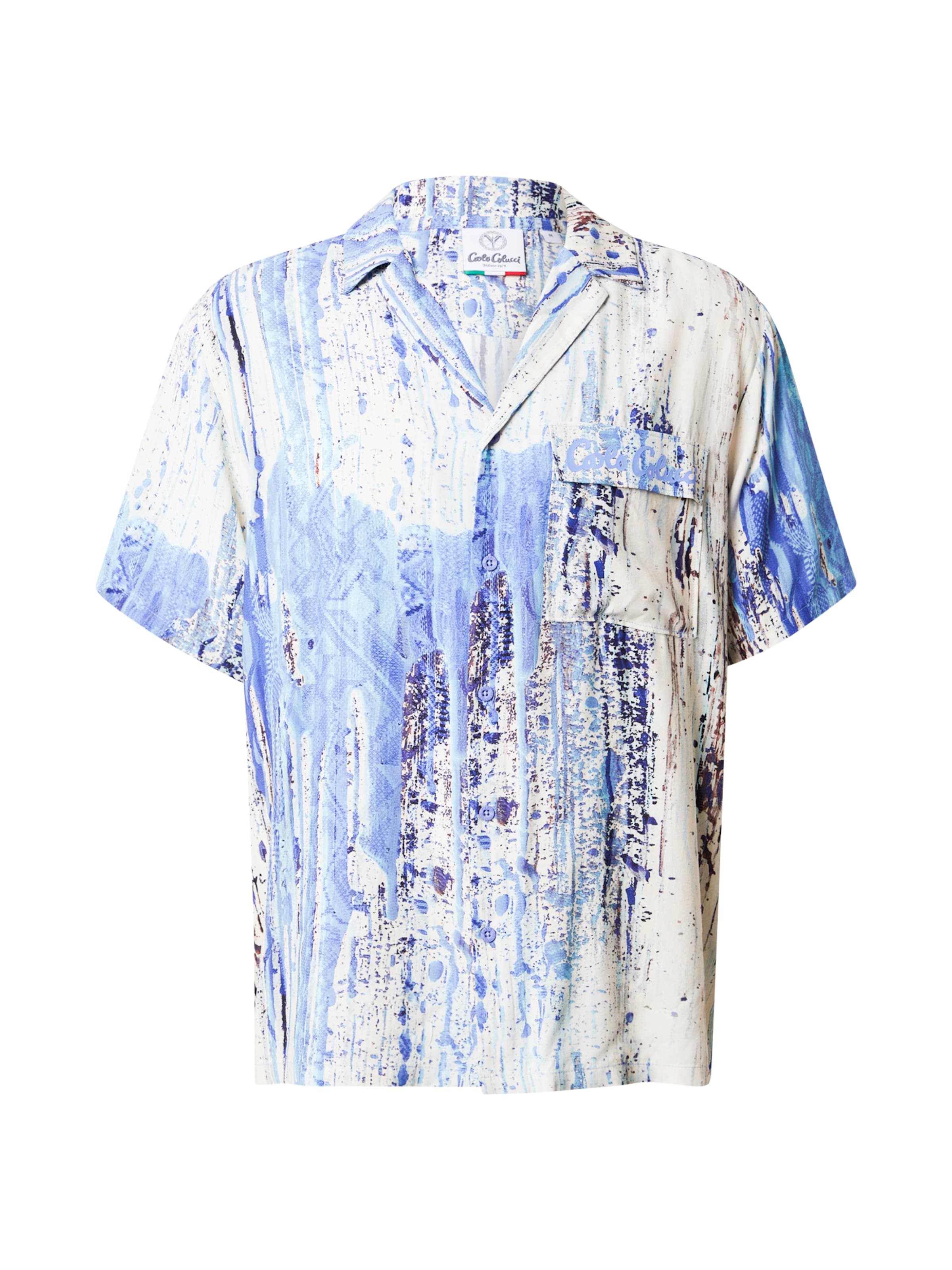 Coupe regular Chemise Carlo Colucci en bleu : devant