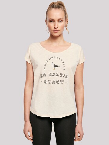 T-shirt 'Möwe Knut & Jan Hamburg' F4NT4STIC en beige : devant