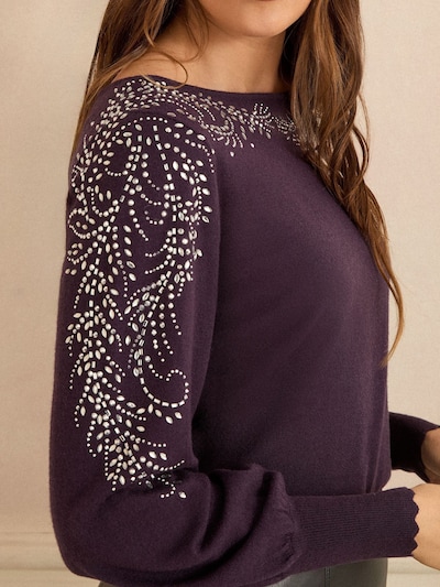 Pulover love & roses pe mov închis / transparent, Vizualizare produs