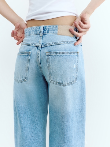 Wide leg Jeans de la Pull&Bear pe albastru