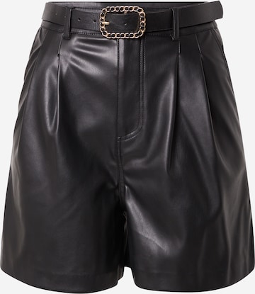 NEW LOOK Regular Pleat-Front Pants in Black: front