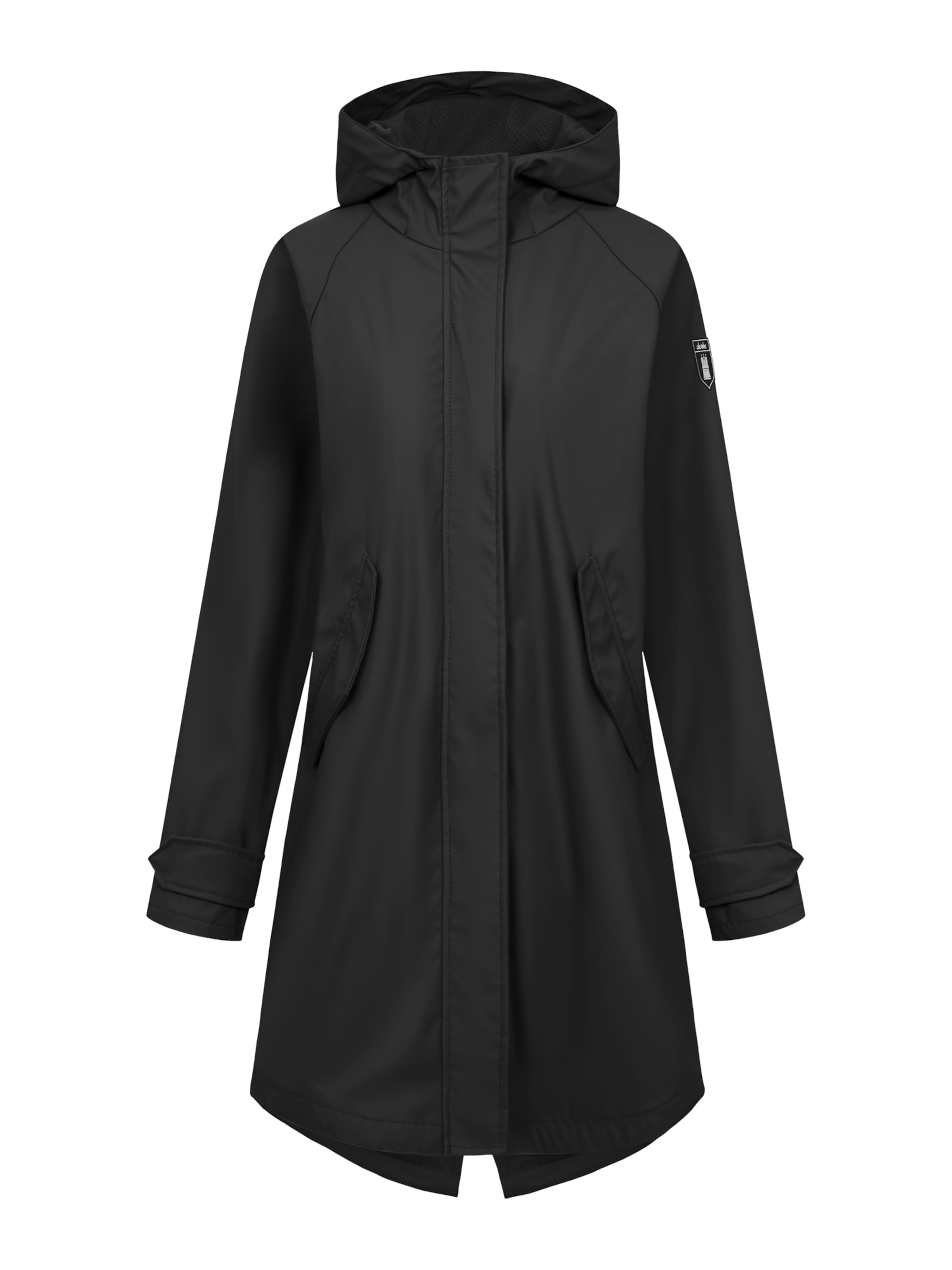 Derbe Regenjacke 'Traveby Friese Plain' in Schwarz: Vorderseite