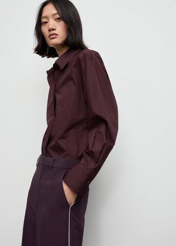 MANGO Wide leg Pleat-Front Pants 'Piping' in Purple