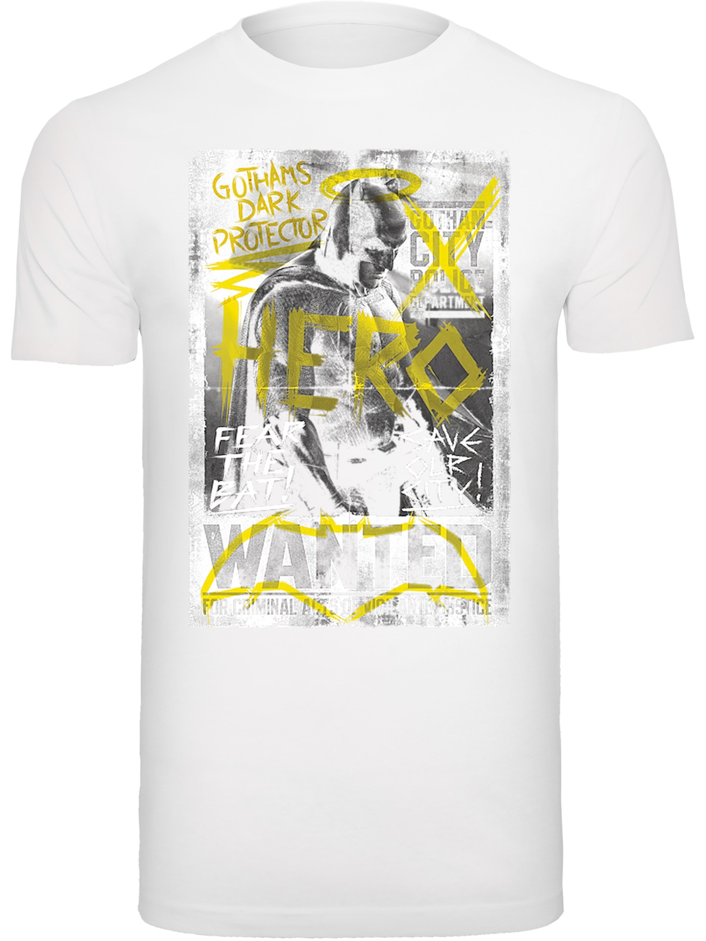 T-Shirt 'DC Comics Batman v Superman Wanted Poster' F4NT4STIC en blanc : devant