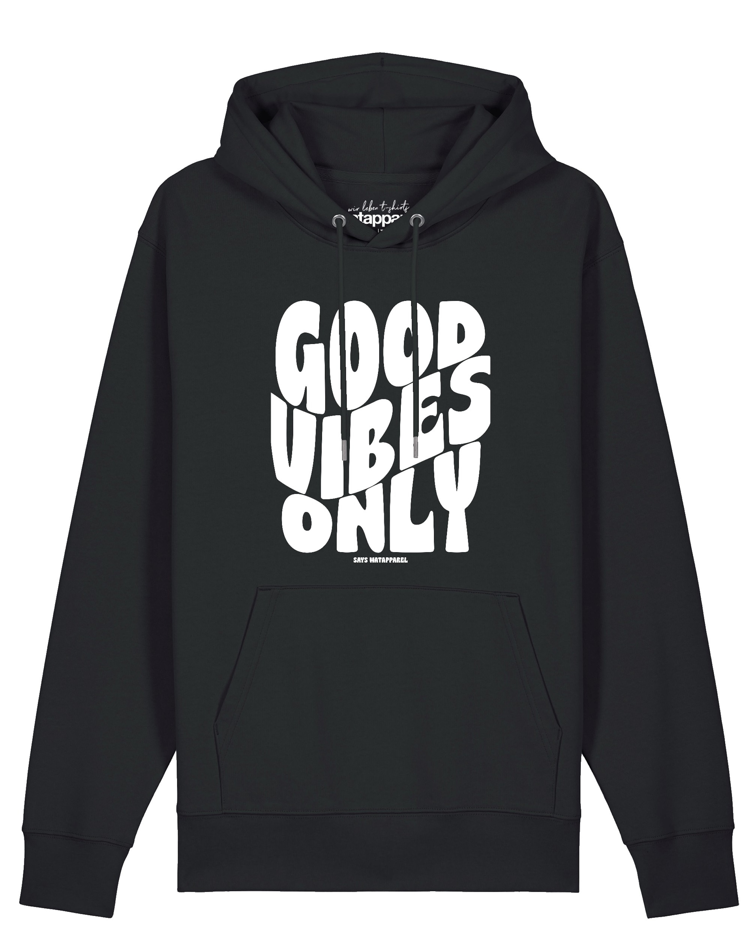 Sweat-shirt ' Good vibes only ' Watapparel en noir : devant