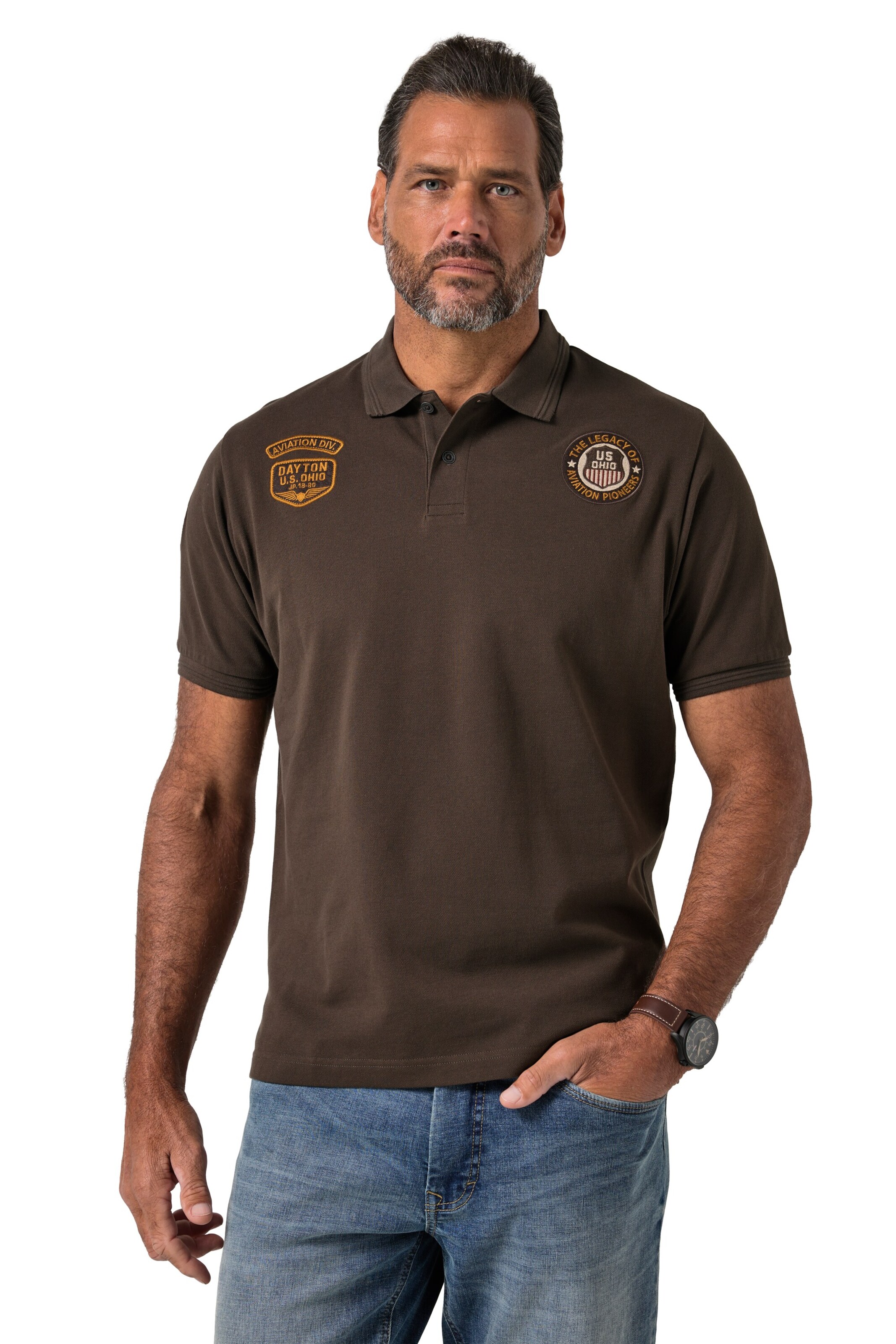 JP1880 Poloshirt in Braun: Vorderseite