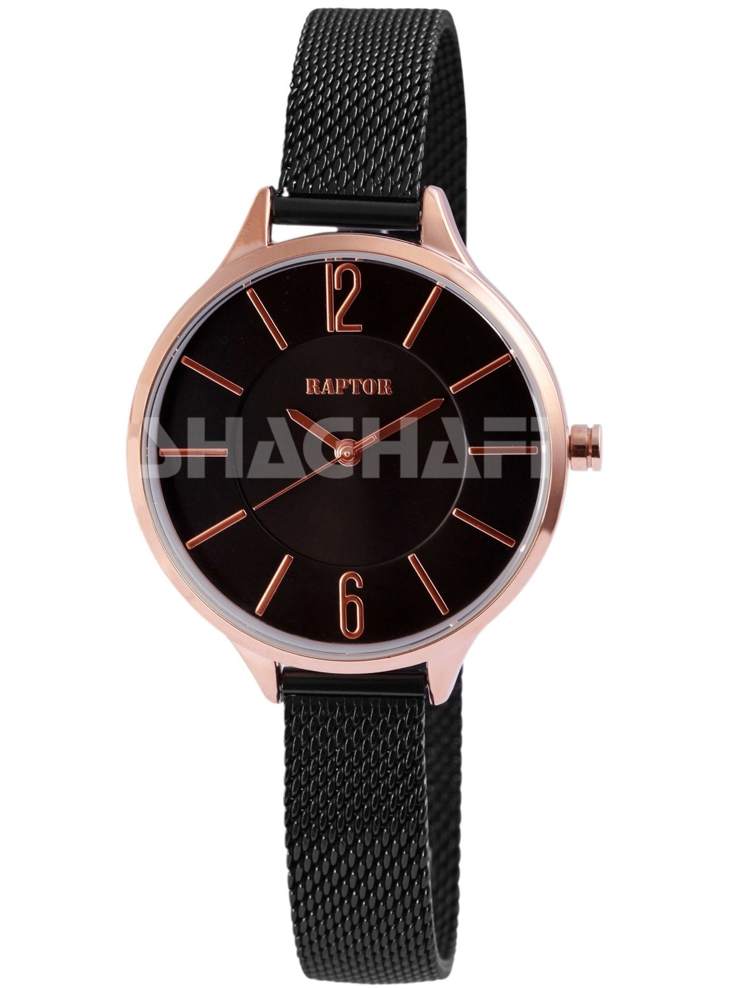 Raptor Analog Watch 'Tamlyn, Mineralglas' in Black: front