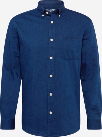 SELECTED HOMME Button Up Shirt 'Rick' in Blue: front