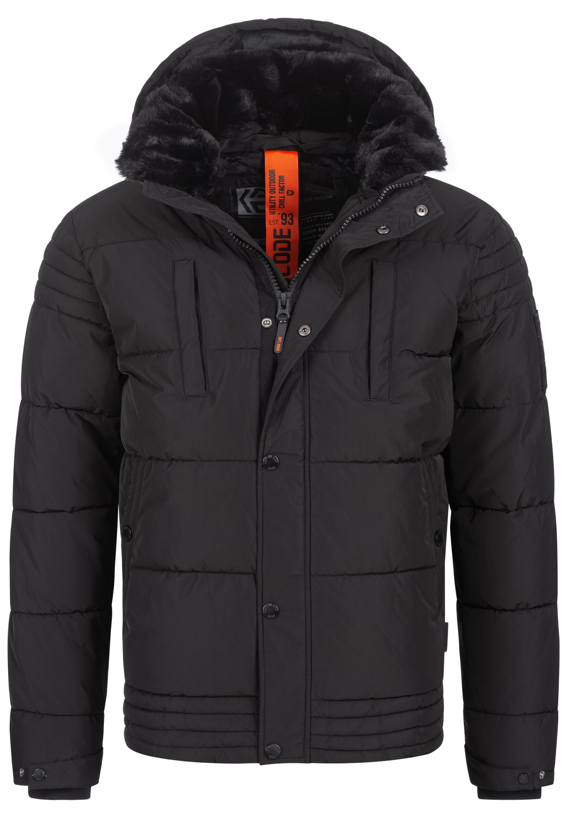 INDICODE JEANS Winterjas 'Blaise' in Zwart: voorkant