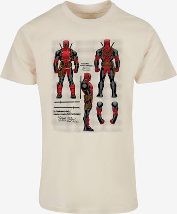 ABSOLUTE CULT T-Shirt 'Deadpool - Action Figure Plans' in Beige: predná strana