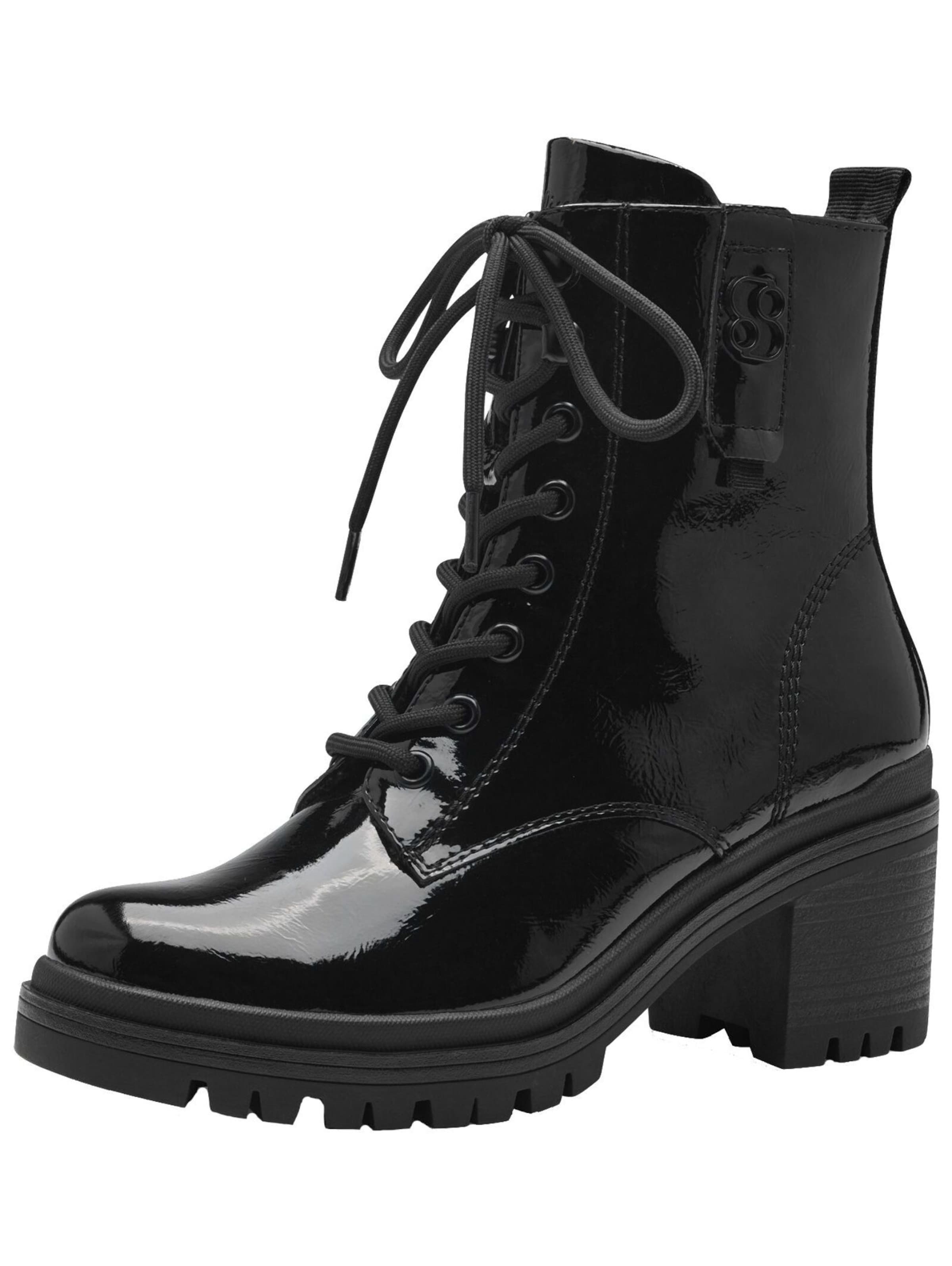 Stivaletto stringato di s.Oliver in nero: frontale