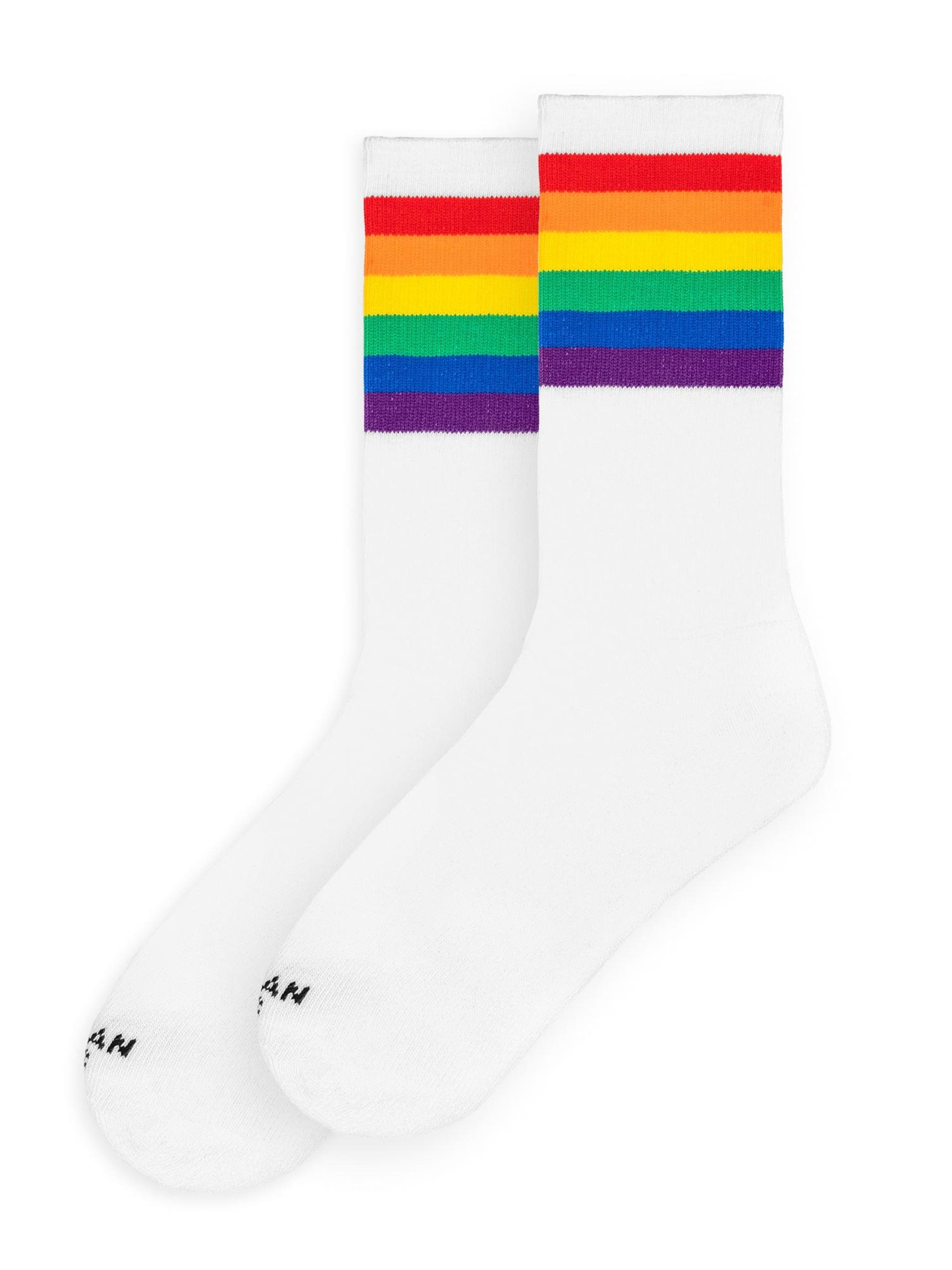 Calzino 'Rainbow Pride' di American Socks in bianco: frontale