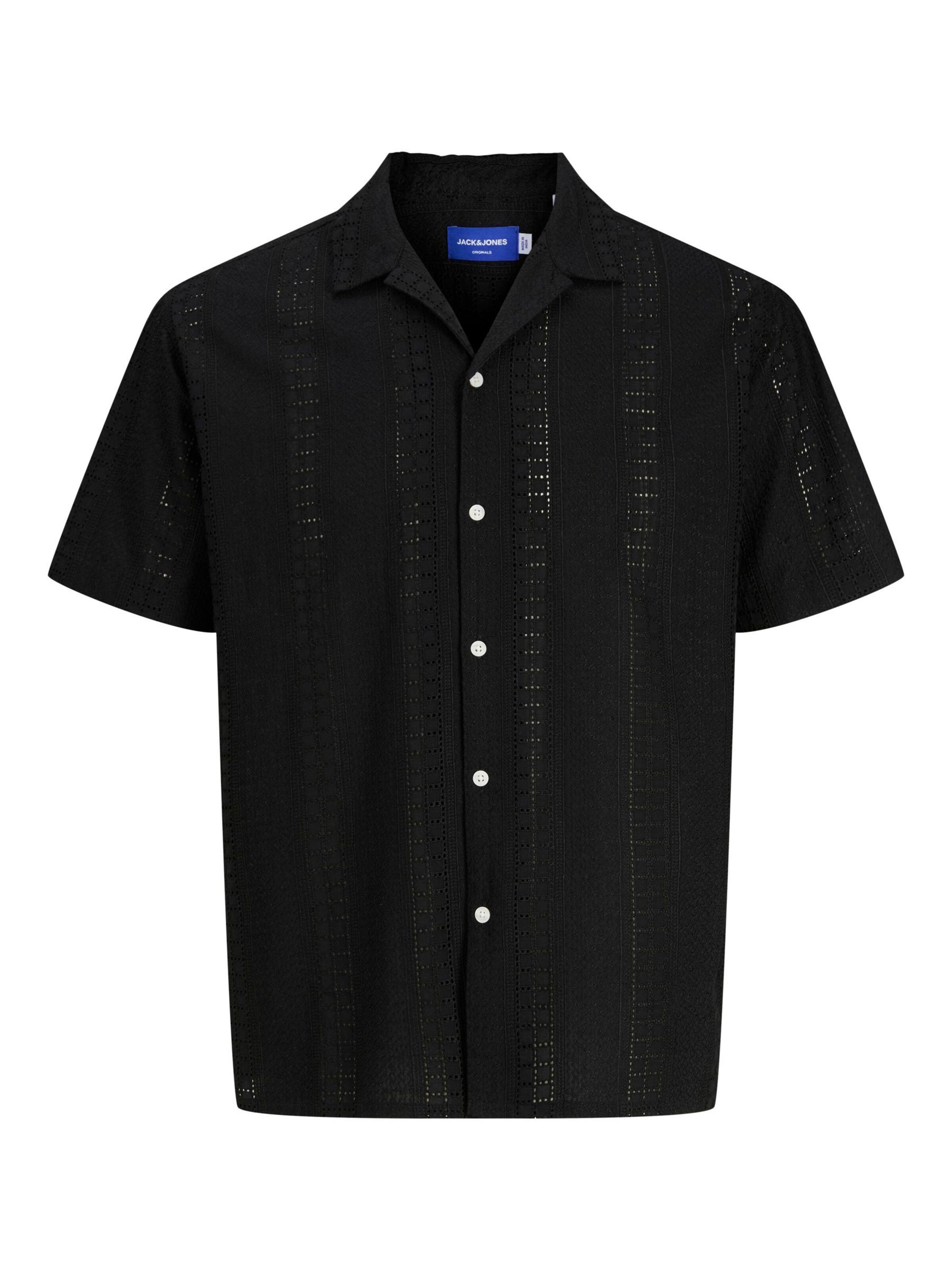 JACK & JONES Button Up Shirt in Black: front
