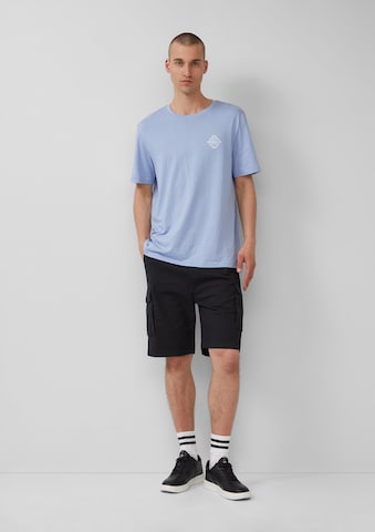 QS Regular Cargo Pants in Black: front