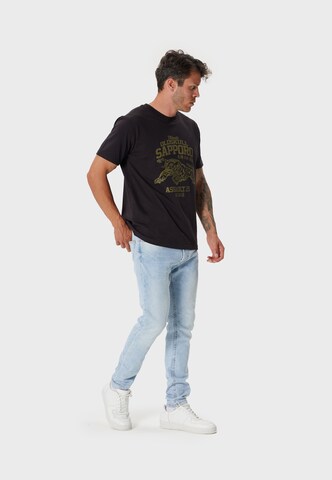 Oldskull Shirt 'Retro Japan Teeger' in Zwart