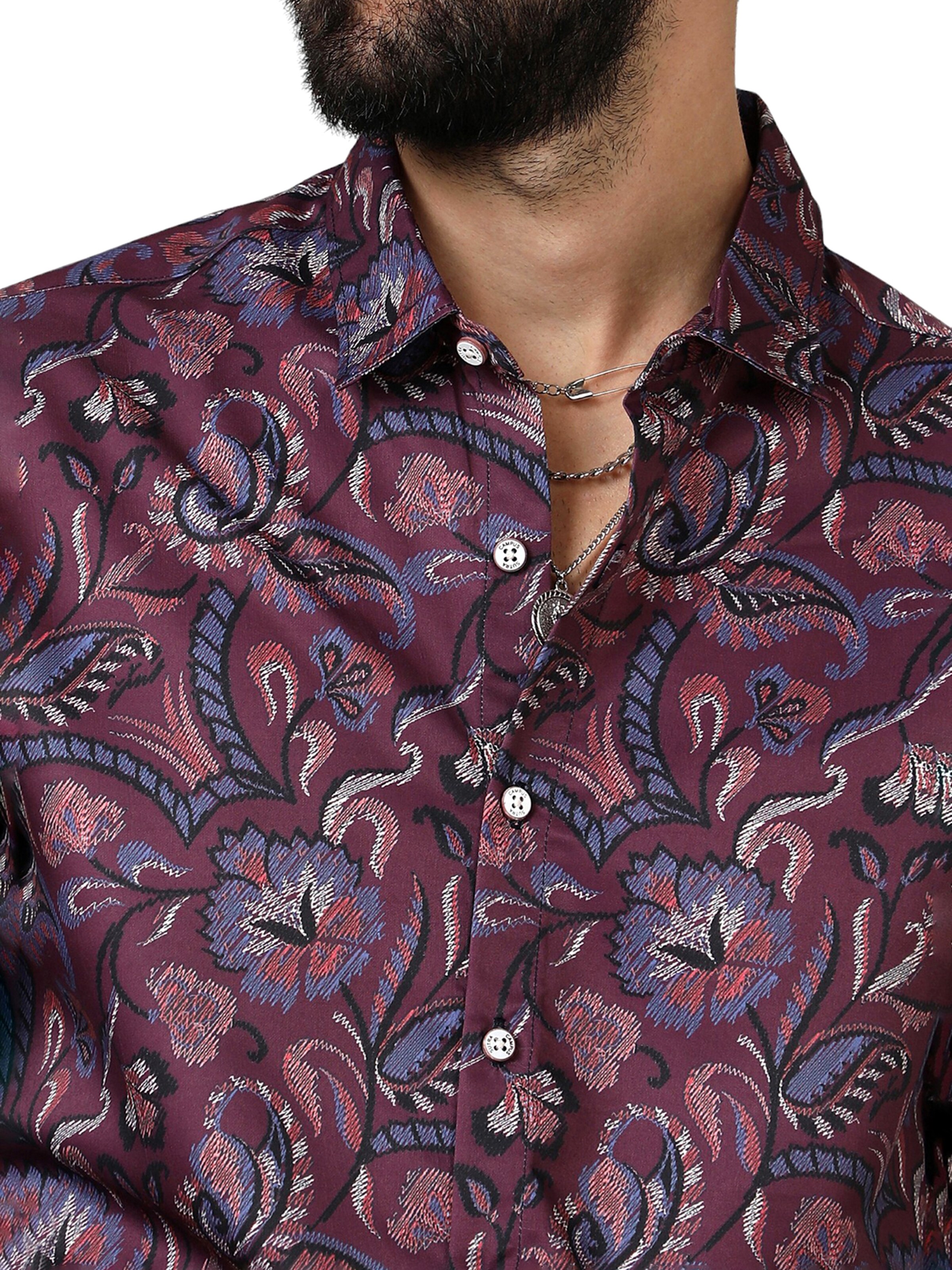 Campus Sutra - Regular Fit Camisa ' Reed ' em vermelho