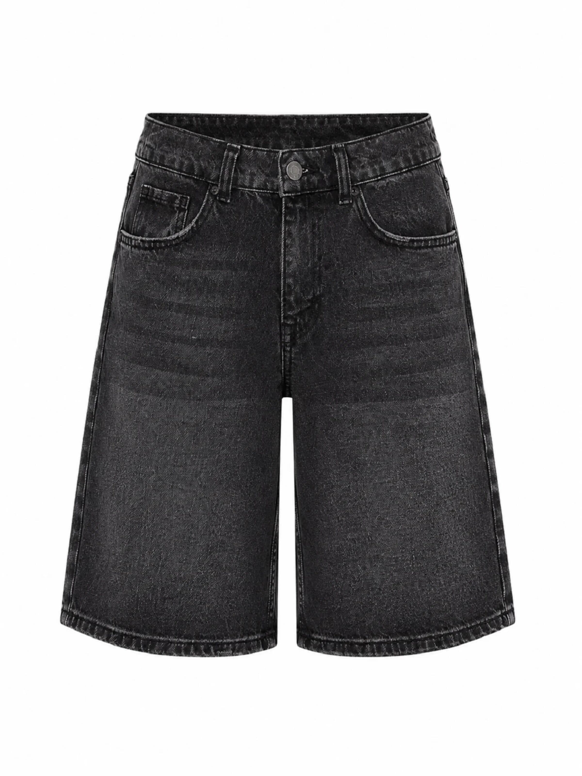 IT'S BASIC Baggy Jeans 'ELASTICATED BAGGY DENIM SHORT' in Zwart