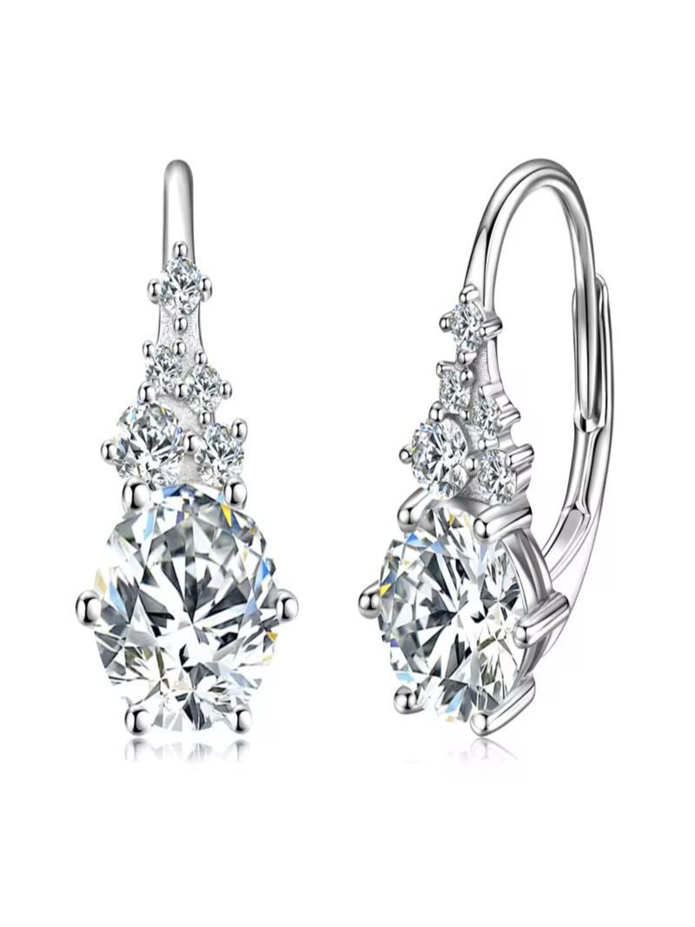 ROUGEMONT Jewellery Earrings 'Funkelnde Moissanit Creolen mit Echtheitszertifikat' in Silver: front