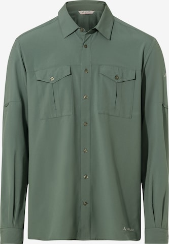 VAUDE Athletic Button Up Shirt 'Rosemoor II' in Green: front