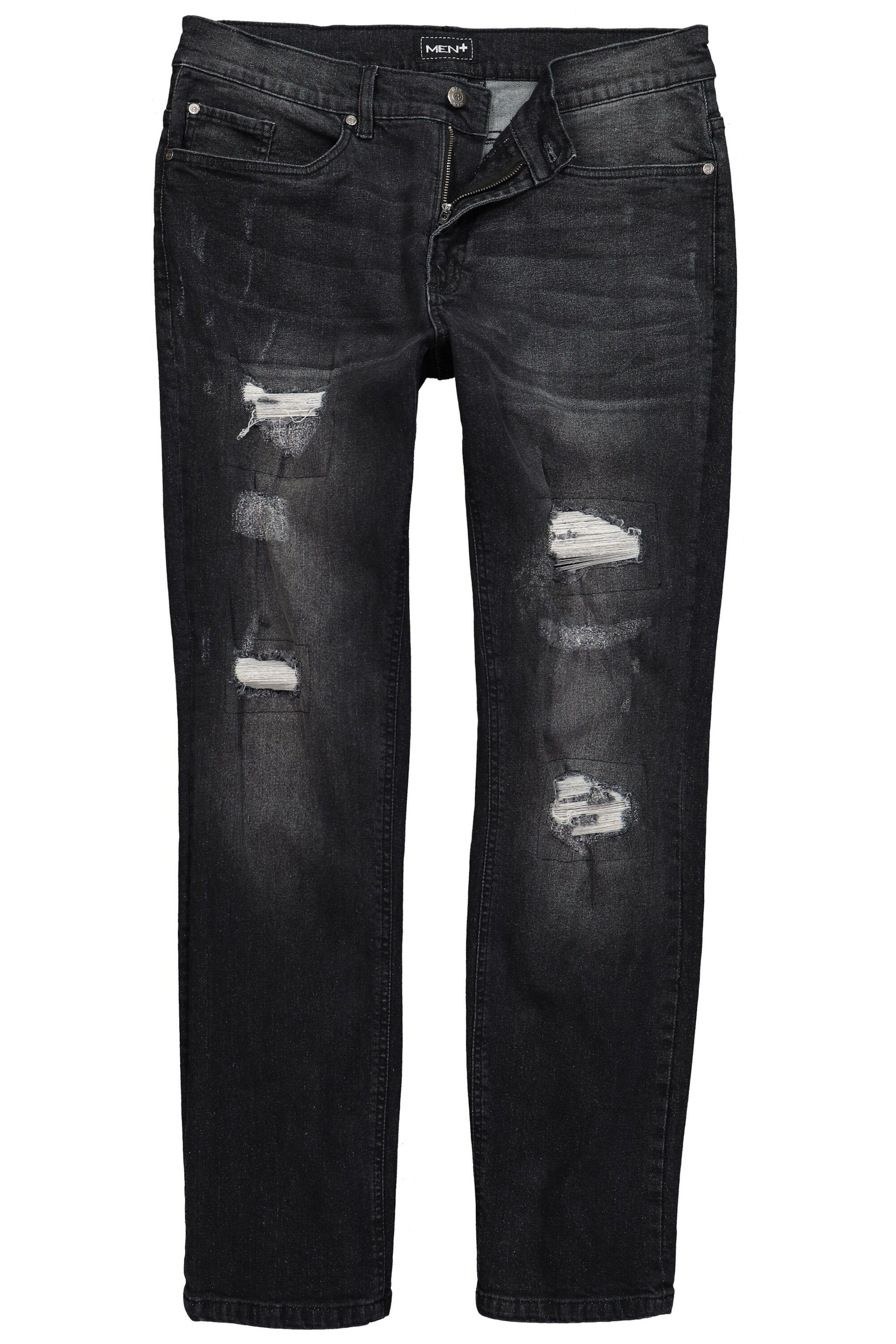 Men Plus Regular Jeans in Zwart: voorkant