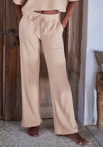 LASCANA Pyjamahose in Beige: Vorderseite