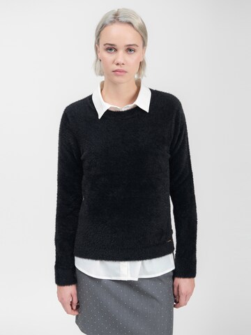 Influencer Pullover in Schwarz: Vorderseite