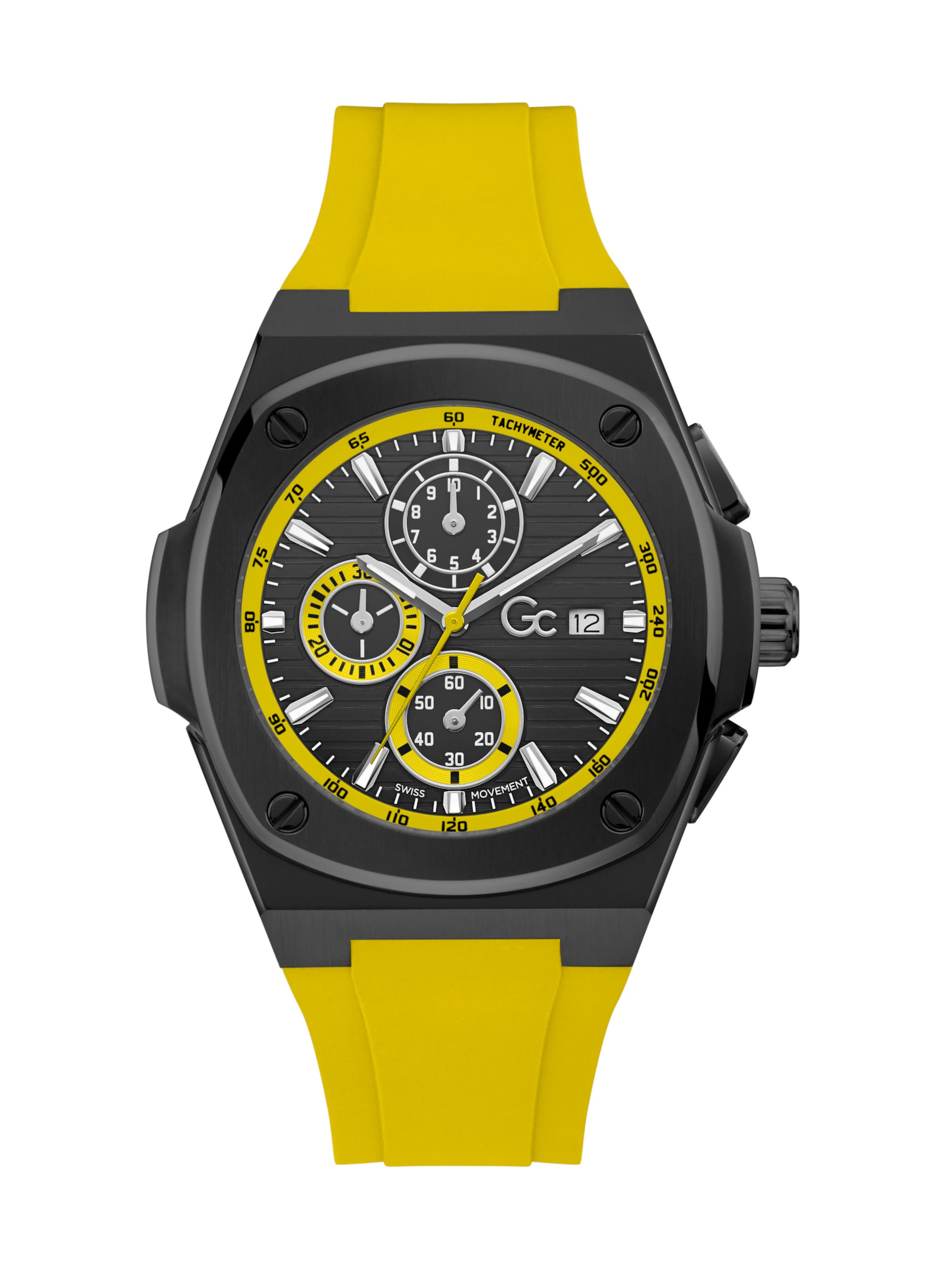 Orologio analogico 'Coussin Shape Racing' di Gc in giallo: frontale