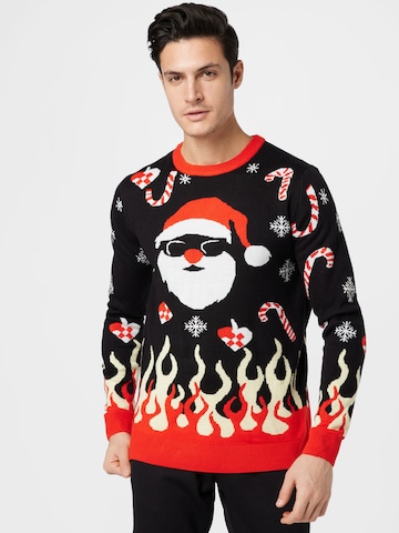 Denim Project Sweater 'X-MAS BURNING SANTA' in Black: front