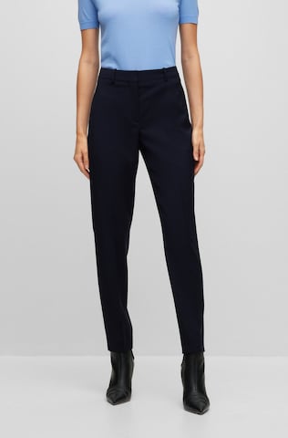 BOSS Black Slim fit Pleated Pants 'TILUNAH' in Blue