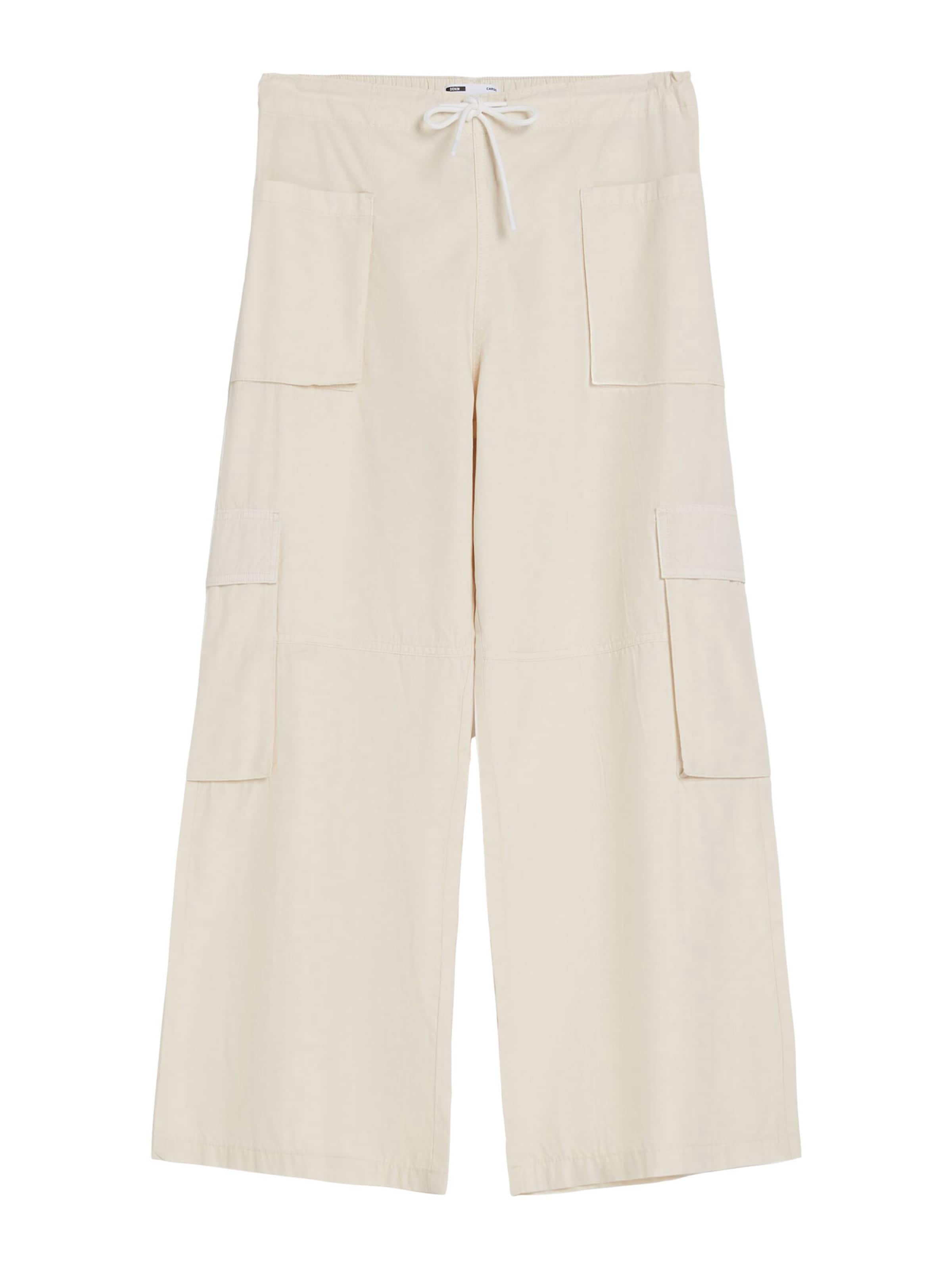 Bershka Wide leg Cargojeans i beige: framsida