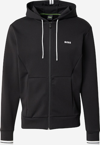 BOSS Кофта на молнии в Черный: спереди