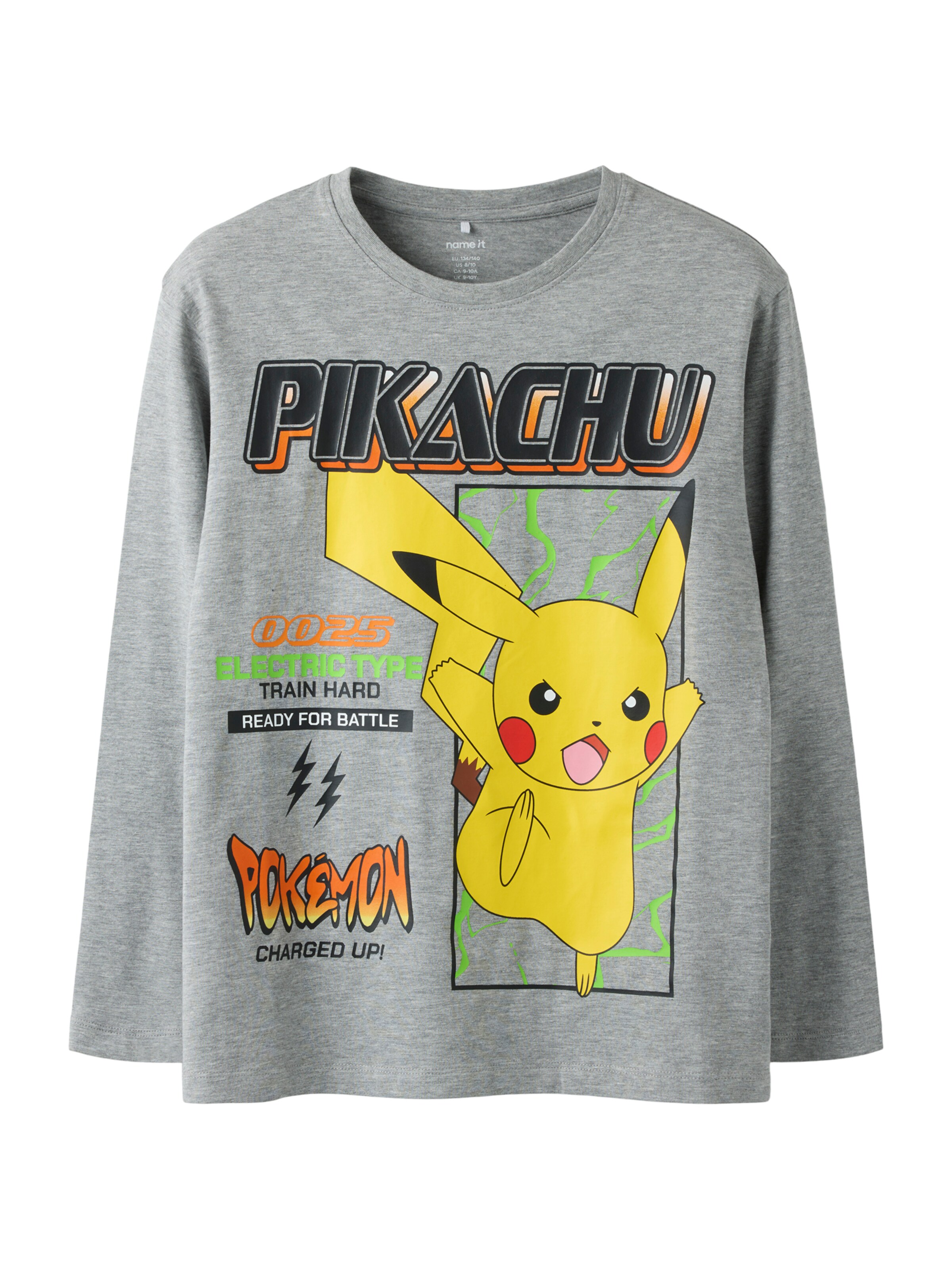 NAME IT Shirt 'NKMSYX POKEMON' in 122-128 in de kleur Geel / Grijs gemêleerd / Oranje / Zwart, Productweergave