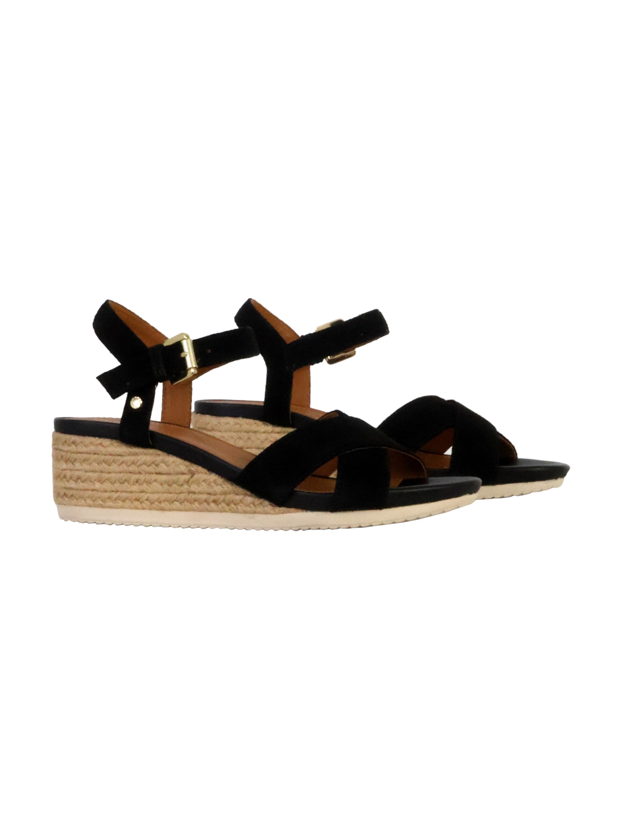 GEOX Sandały 'Ischia Corda Keilabsatz-Sandalen aus Leder' w kolorze czarny