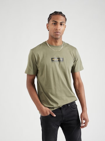 REPLAY T-shirt i grön: framsida
