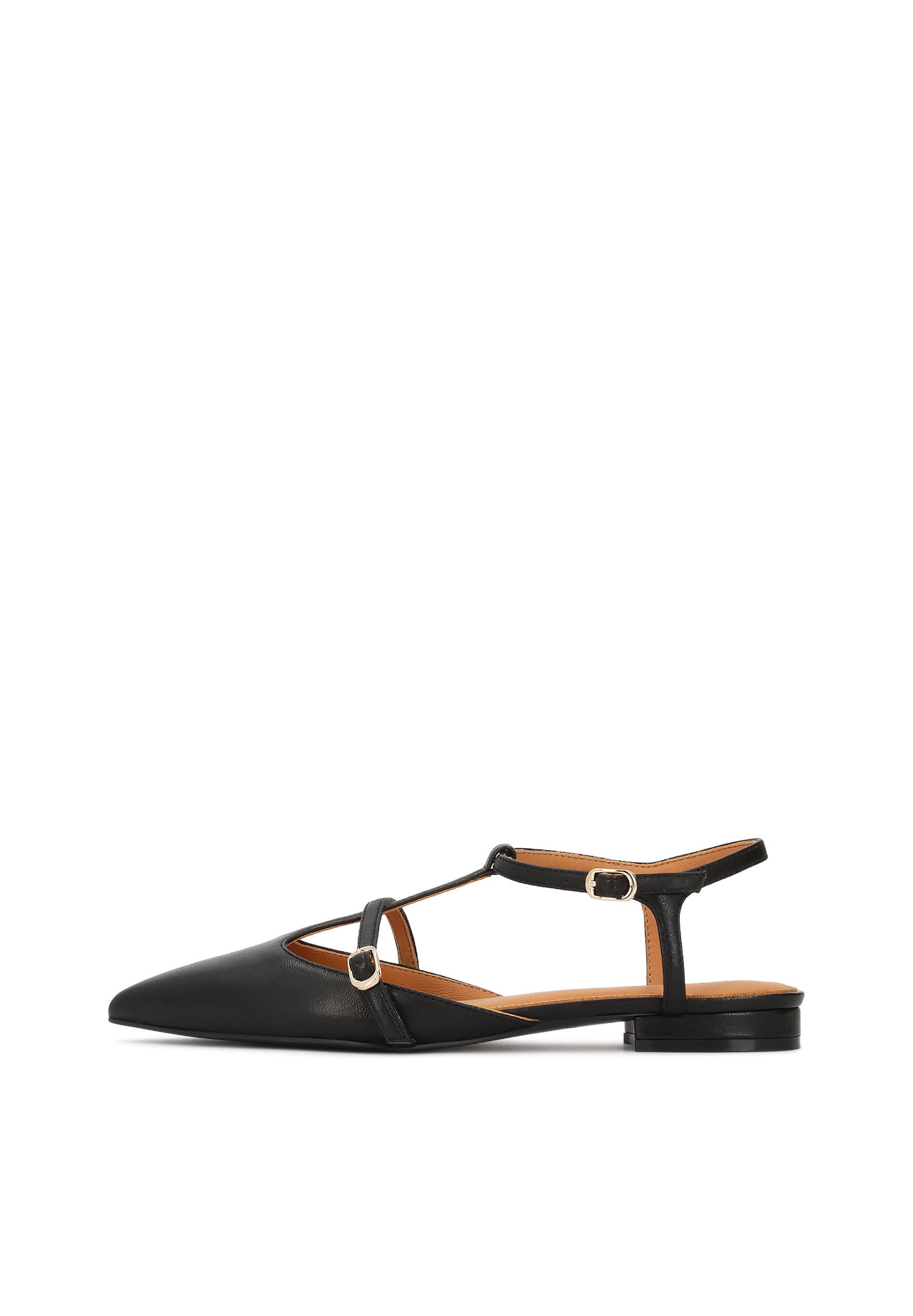 Balerini cu curea glezna de la Kazar pe negru: față