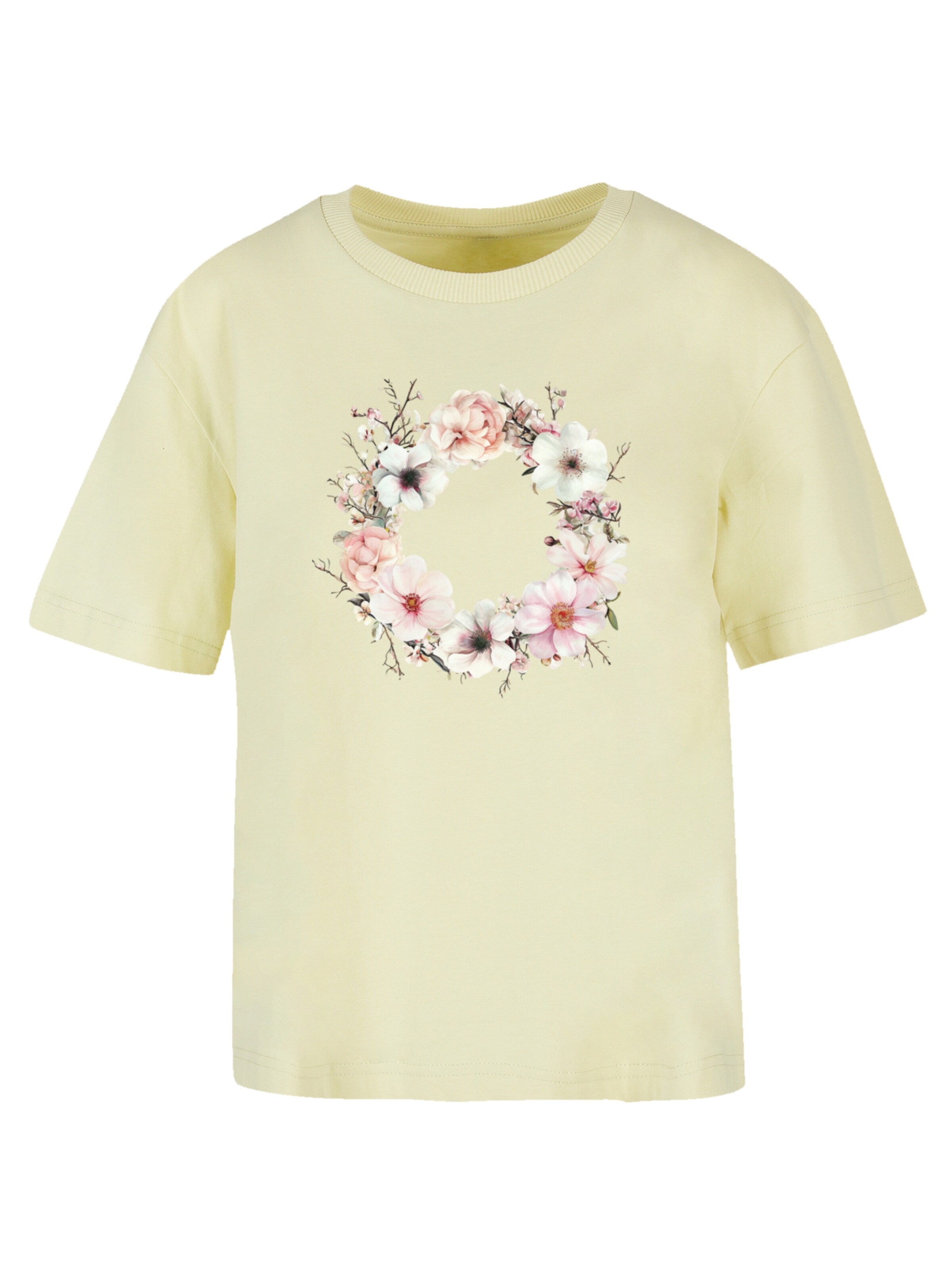 F4NT4STIC Shirt 'Rosa Blumenkranz' in Geel: voorkant