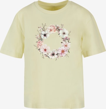 F4NT4STIC T-Shirt 'Rosa Blumenkranz' in Gelb: Vorderseite
