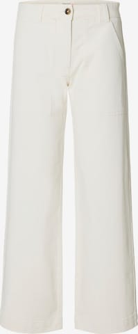 SELECTED Wide Leg Housut 'SLFHOTEL AMOUR' värissä valkoinen: etupuoli
